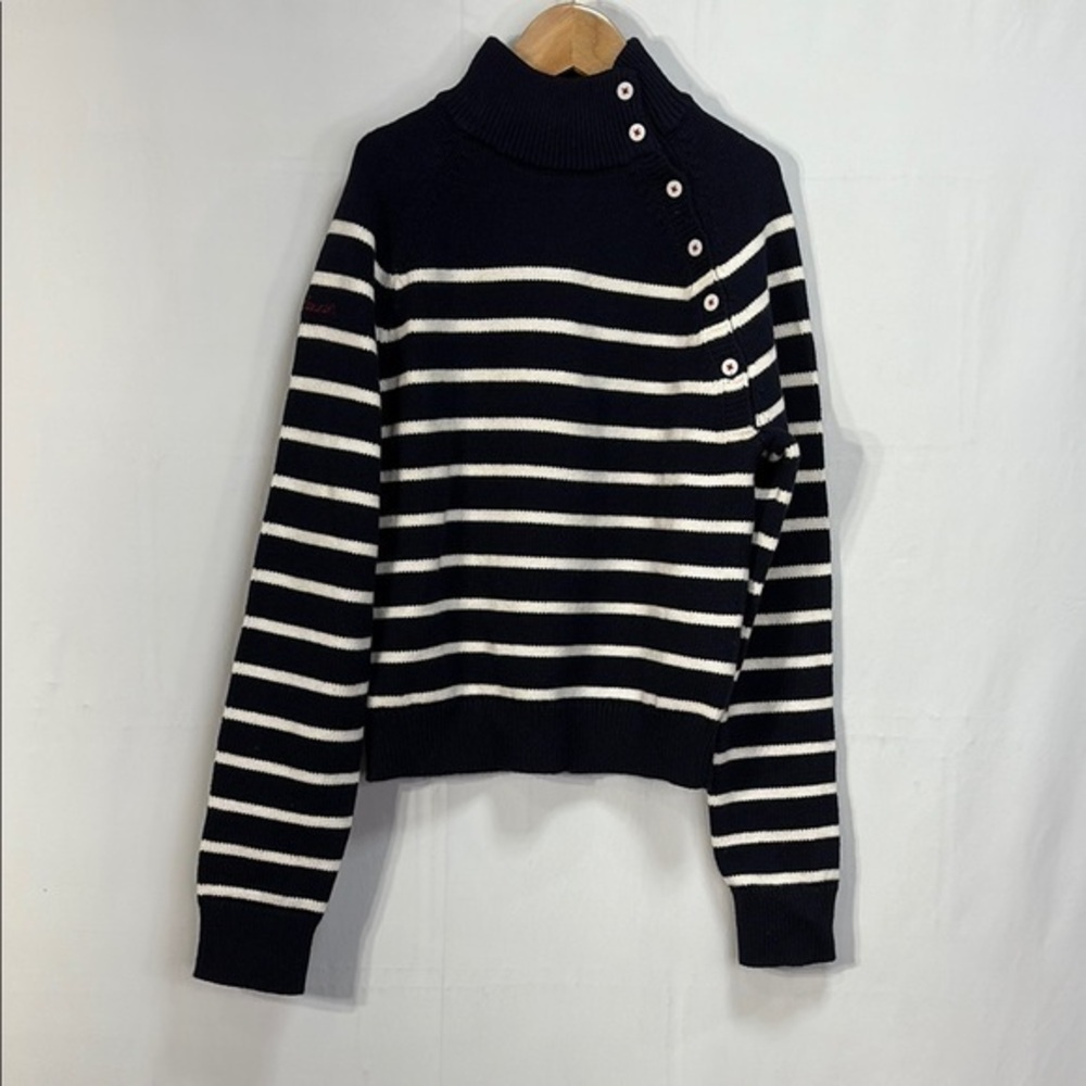 🗯️ nwt Polo Striped navy and White high neck Sweater